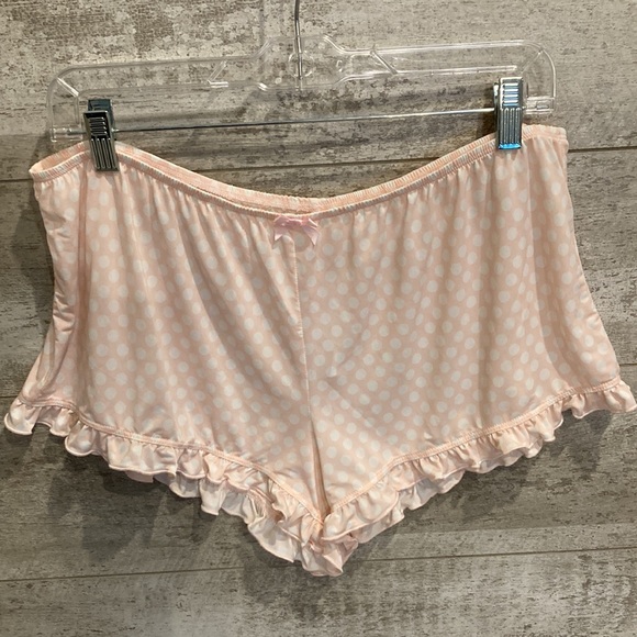 Betsey Johnson 2 Piece Pink White Polka Dot Silky Pajama Set Large - Picture 4 of 7